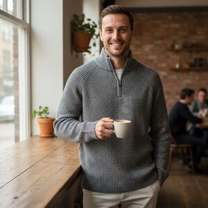 NWT Alesbury Men's Charcoal Heather Gray Zip-Up Sweater Warm Cabincore